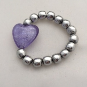 Chunky Lilac Heart Bracelet