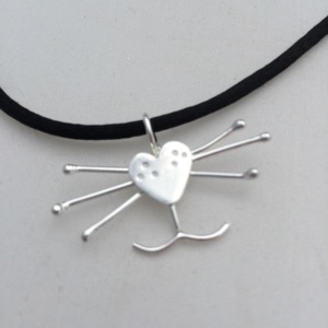 Silver Fun Cat Pendant