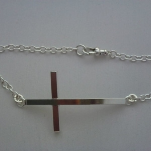 Silver Slimline Cross Bracelet