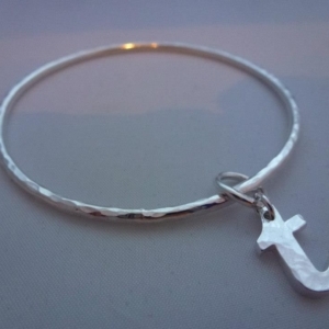 Silver Initial Drop Bangle