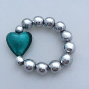 Chunky Blue/Green Heart Bracelet