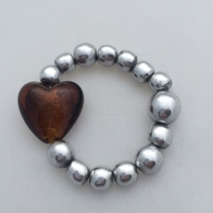 Chunky Brown Heart Bracelet