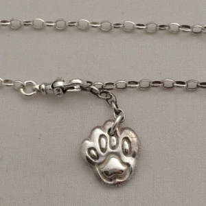 Silver Paw Print Ankle Bracelet