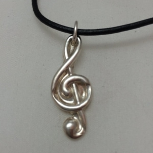 Chunky Silver Treble Clef Pendant