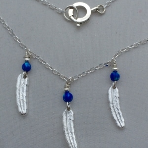 Silver/Australian Opal Feather Pendant