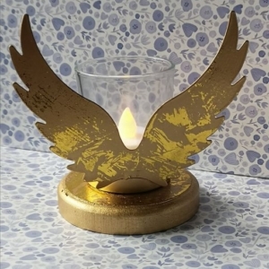 Angel Wings T Light Holder Gold
